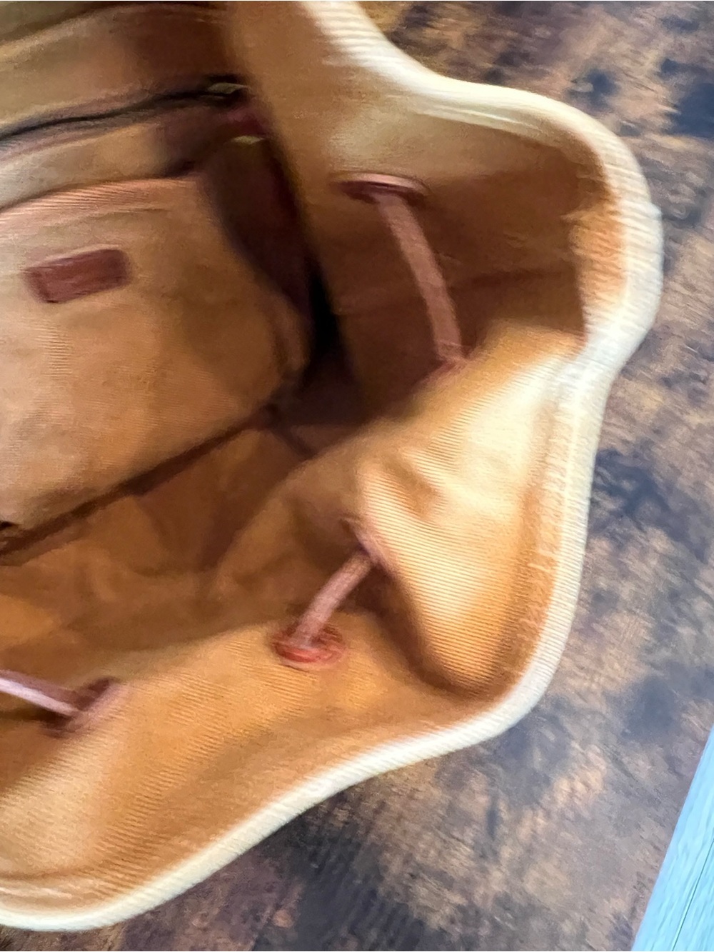 Madewell Mustard Yellow Canvas Drawstring Backpack with Leather Trim - Picture 3 of 7